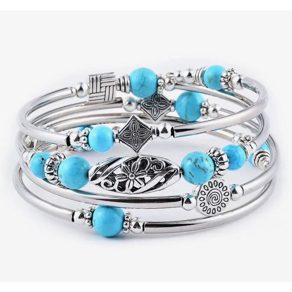 Moon Tide Natural Stone Multi-Layered Bead Wrap Bracelet